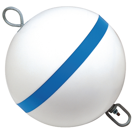 TAYLOR Traditional Sur-Moor Mooring Buoy - White w/ Blue Reflective Striping 22172